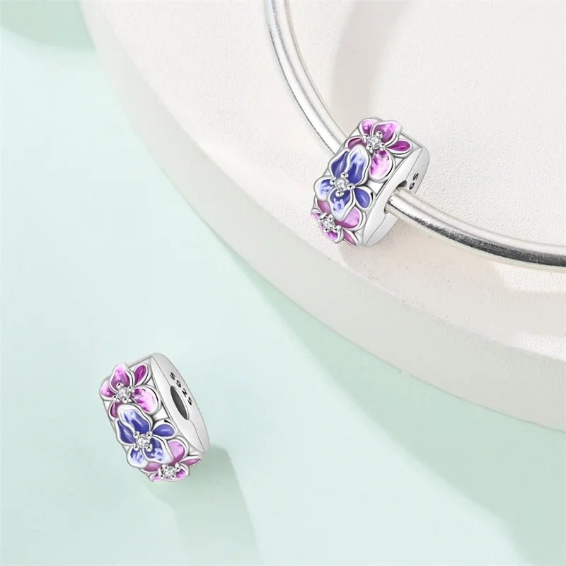 Pink & Blue Blossom Floral Clip Charm