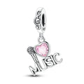 Pink Heart Music & Microphone Dangle Charm