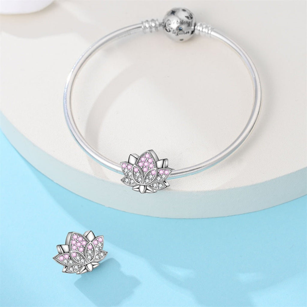 Pink Lotus Blossom Sparkle Charm