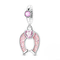 Pink Lucky Horseshoe Dangle Charm