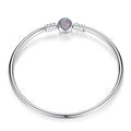 Pink Pavé Heart Clasp Charm Bangle