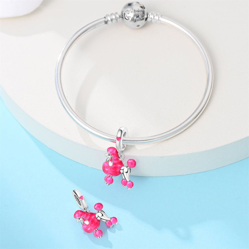 Pink Poodle Dog Dangle Charm