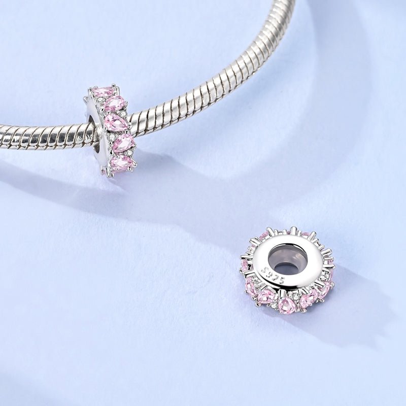 Pink Teardrop Crystal Spacer Charm