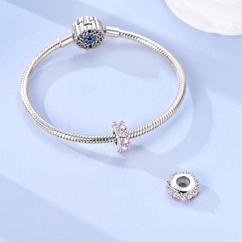 Pink Teardrop Crystal Spacer Charm