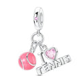 Pink Tennis Ball & “I Love Tennis” Dangle Charm
