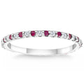 1/2Ct Ruby & Diamond Eternity Wedding Ring 14k White Gold Womens Band