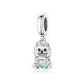 Pomeranian Dog with Heart Stone Dangle Charm