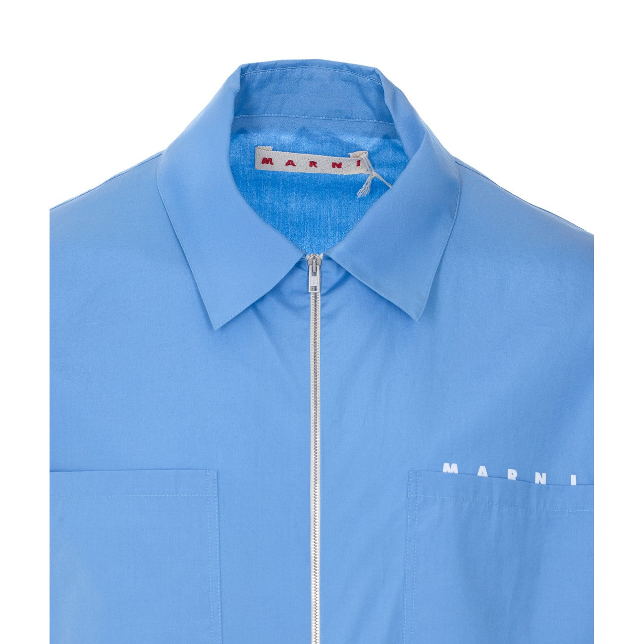 Marni Men Poplin Zip Shirt With Hidden Logo