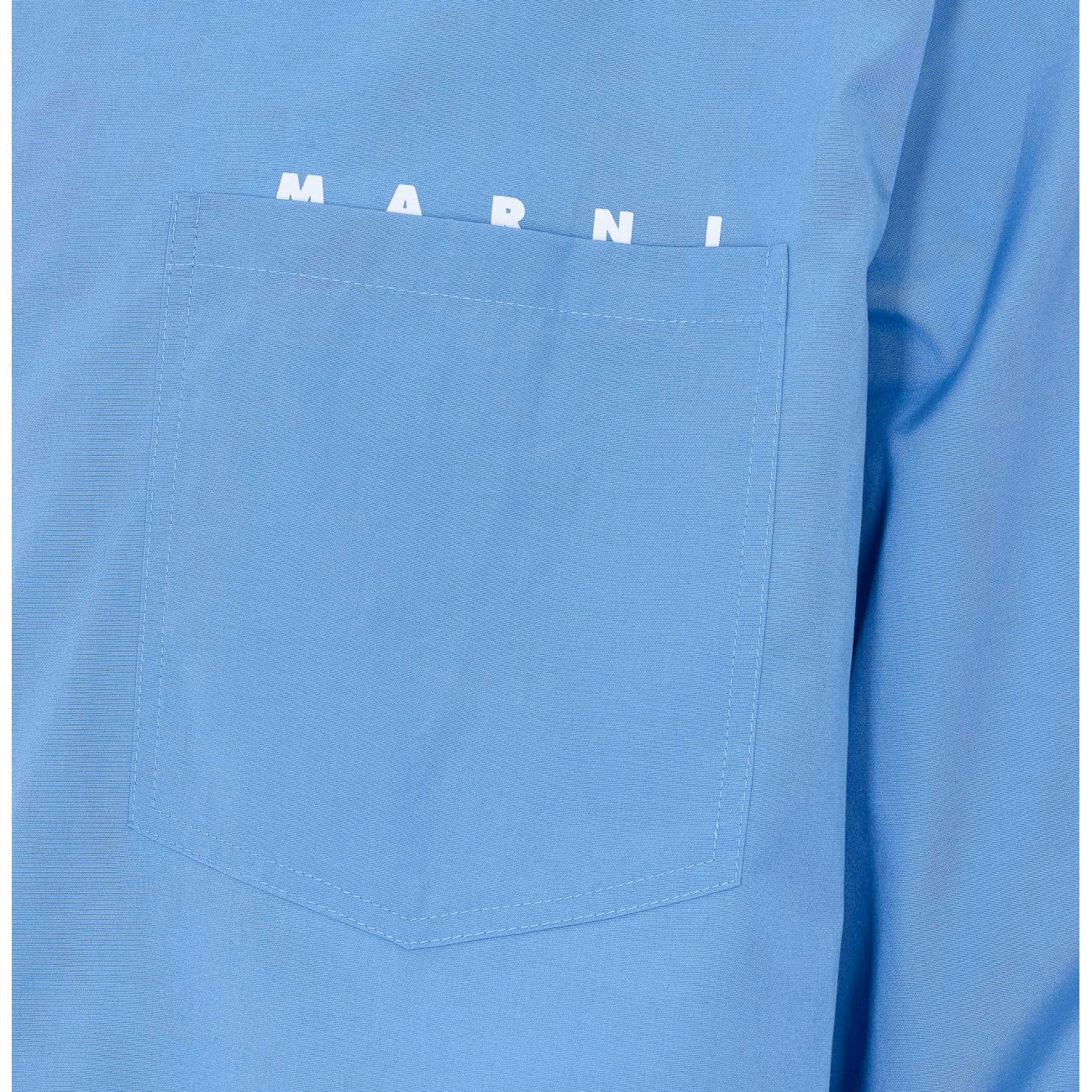 Marni Men Poplin Zip Shirt With Hidden Logo