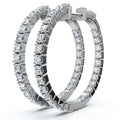 1 1/2 ct Diamond Inside Outside Hoops Vault Lock 1" Tall 14k White Gold