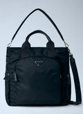 Prada Men Re-Nylon Logo-Plaque Tote Bag