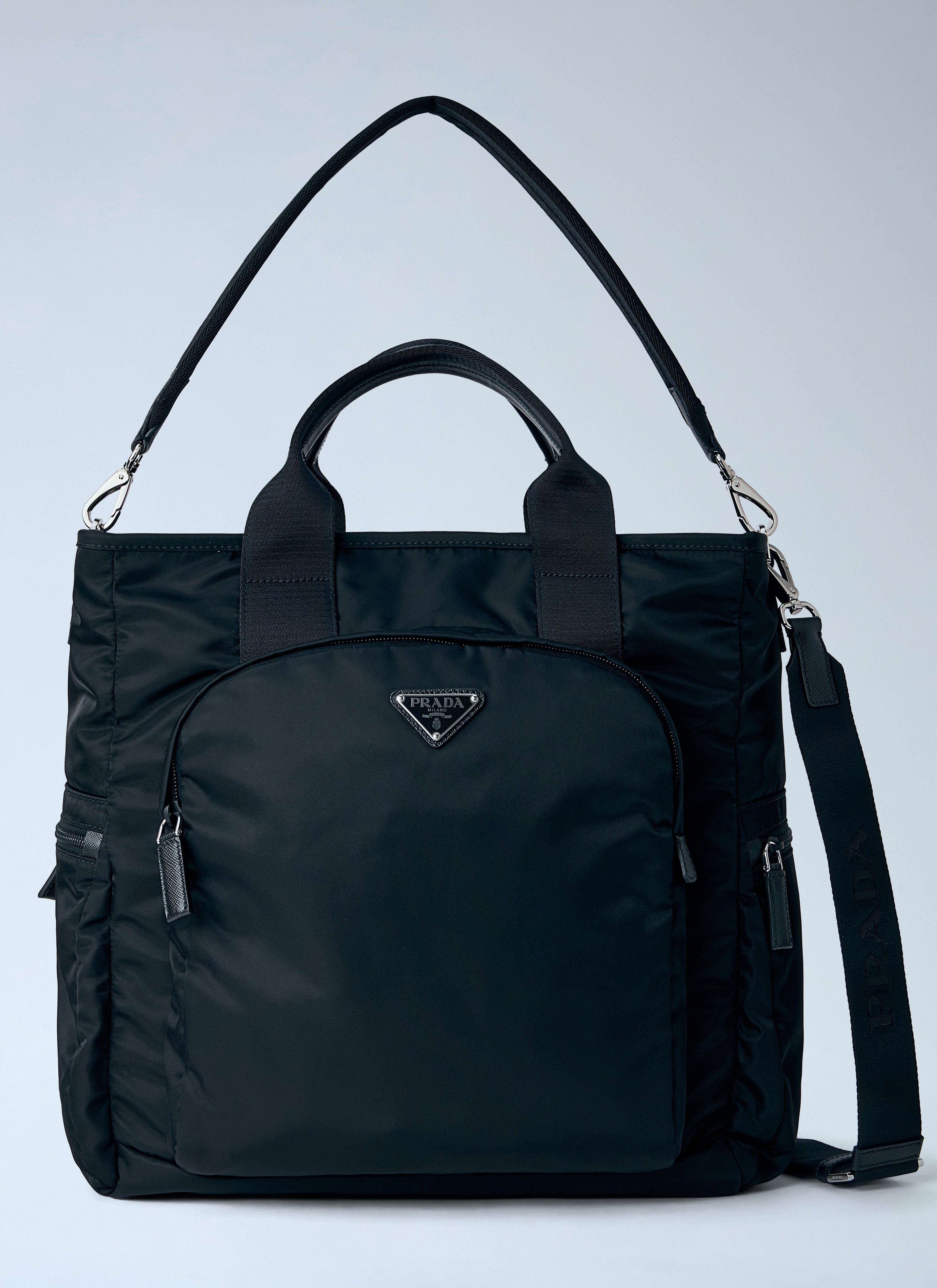 Prada Men Re-Nylon Logo-Plaque Tote Bag