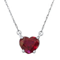 3Ct Heart Solitaire Ruby Pendant Necklace 14k Gold Lab Grown 18" Size: Medium