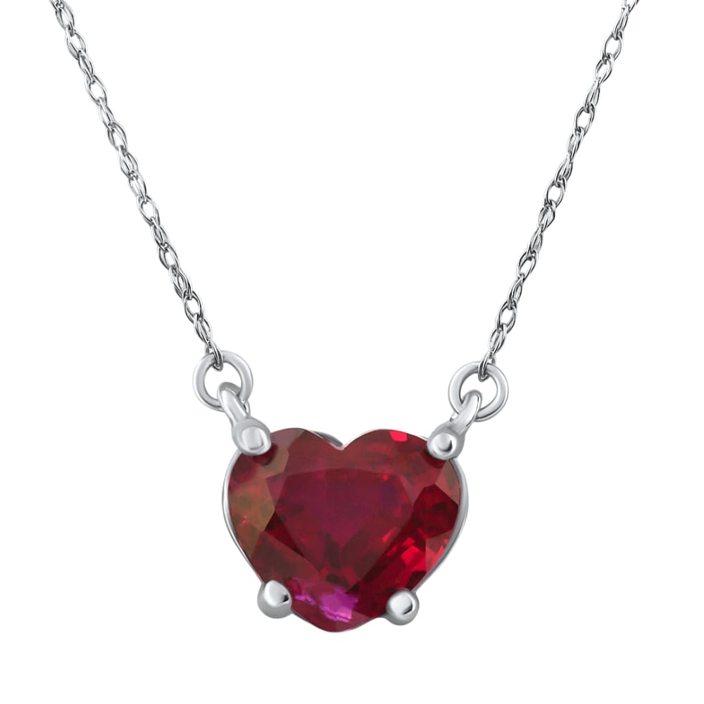 3Ct Heart Solitaire Ruby Pendant Necklace 14k Gold Lab Grown 18" Size: Medium
