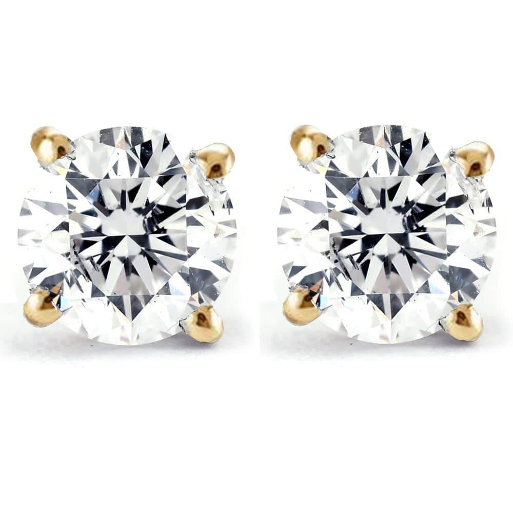 Certified 1/2 Ct T.W. Diamond Studs 14k Yellow Gold Earrings