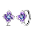 Purple Blossom Flower Hoop Earrings