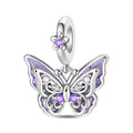 Purple Butterfly with Flowers Dangle Charm