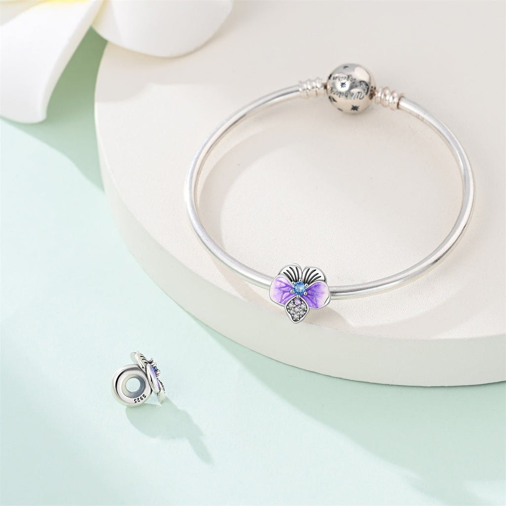 Purple Orchid Flower Charm