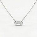 Certified 1.10Ct Long Hexagon Bezel Diamond East West Pendant Necklace Lab Grown