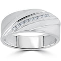 1/6CT Mens Diamond Ring 10K White Gold Size Selectable