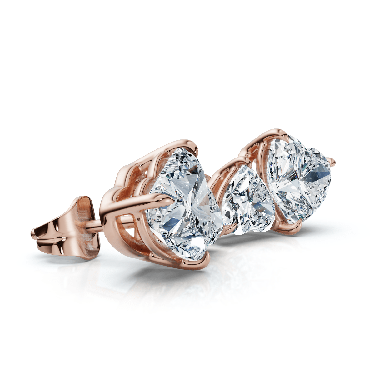 3Ct Heart Cut Toi et Moi Diamond Earrings 14k Gold Lab Grown