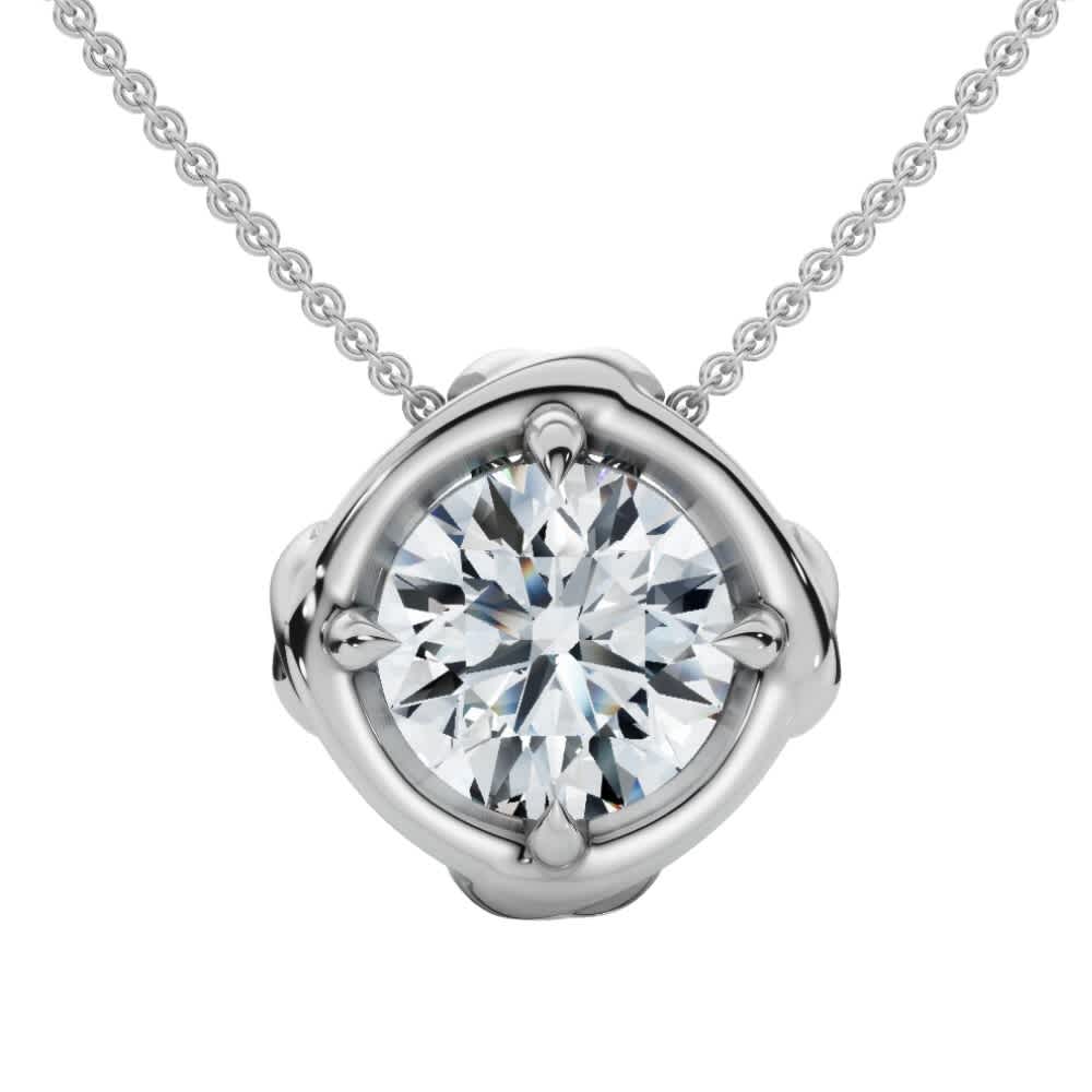 3/4Ct Natural Diamond Unspoken Pendant 14k Gold 18" Women's Solitaire Necklace