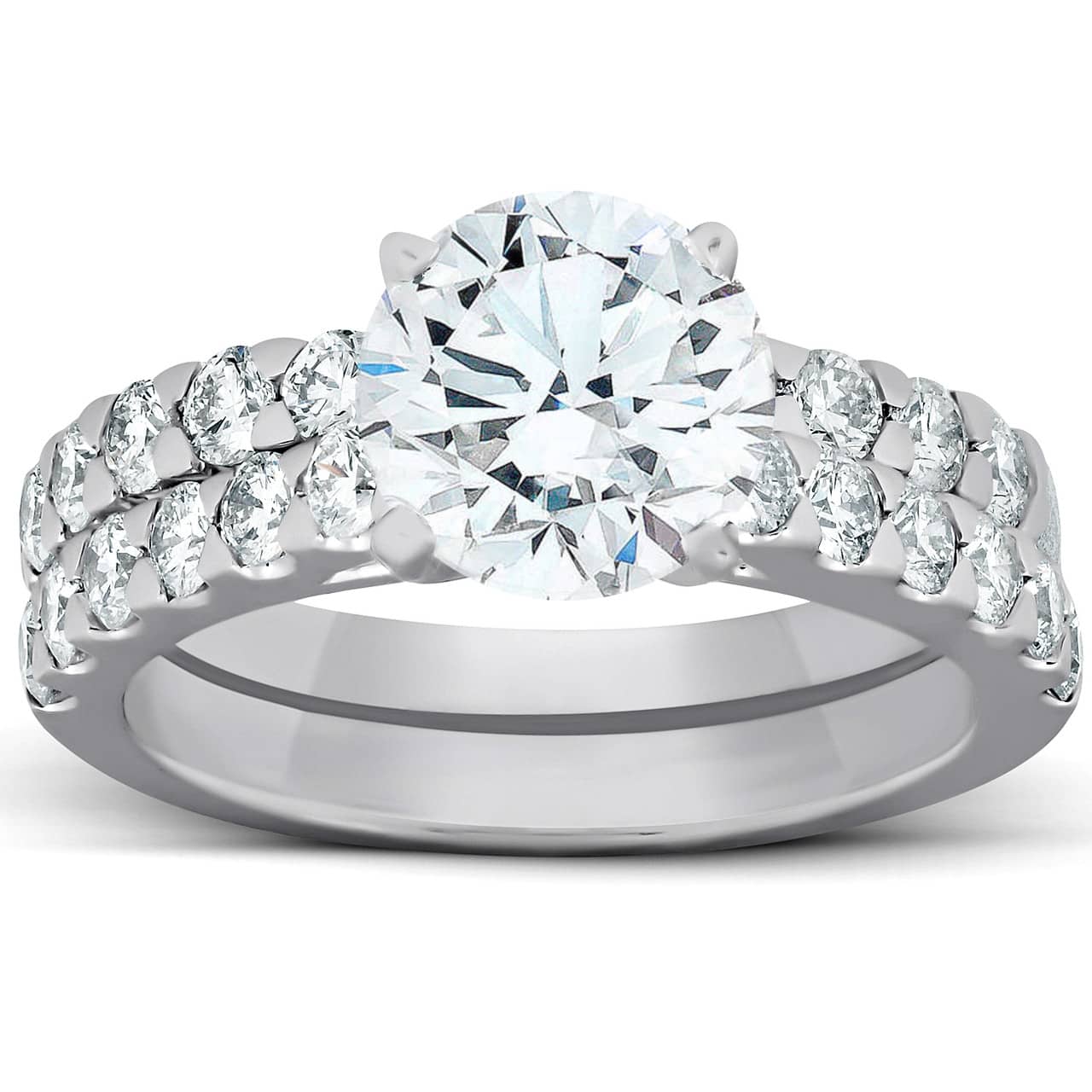 2.27Ct Diamond Engagement Matching Wedding Ring Set 14k White Gold Lab Grown Size: 7