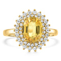 2.93Ct Yellow Sapphire Diamond Ring Gold Lab Grown