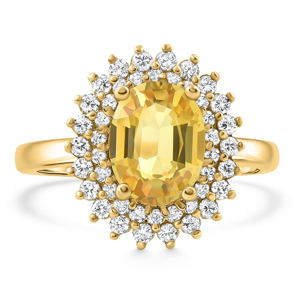 2.93Ct Yellow Sapphire Diamond Ring Gold Lab Grown
