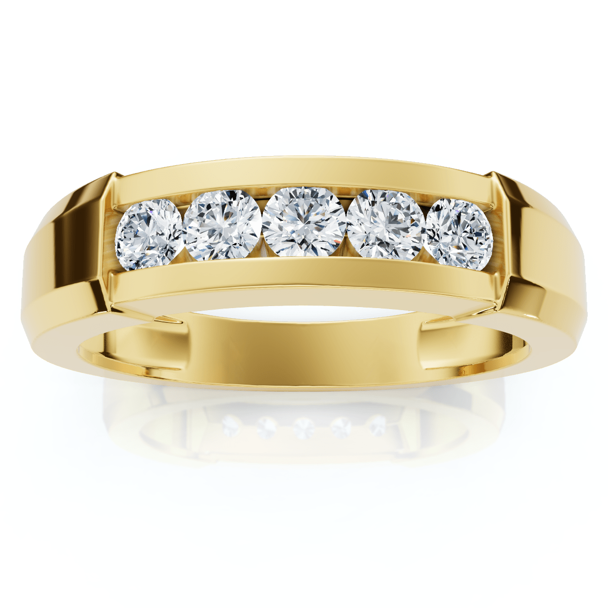 1/2ct Mens 14K Yellow Gold Round Diamond Wedding Ring Size Selectable