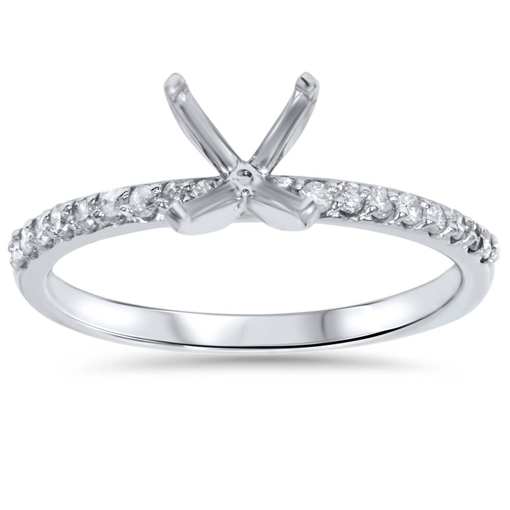 1/5ct Diamond Ring Setting 14K White Gold Size Selectable