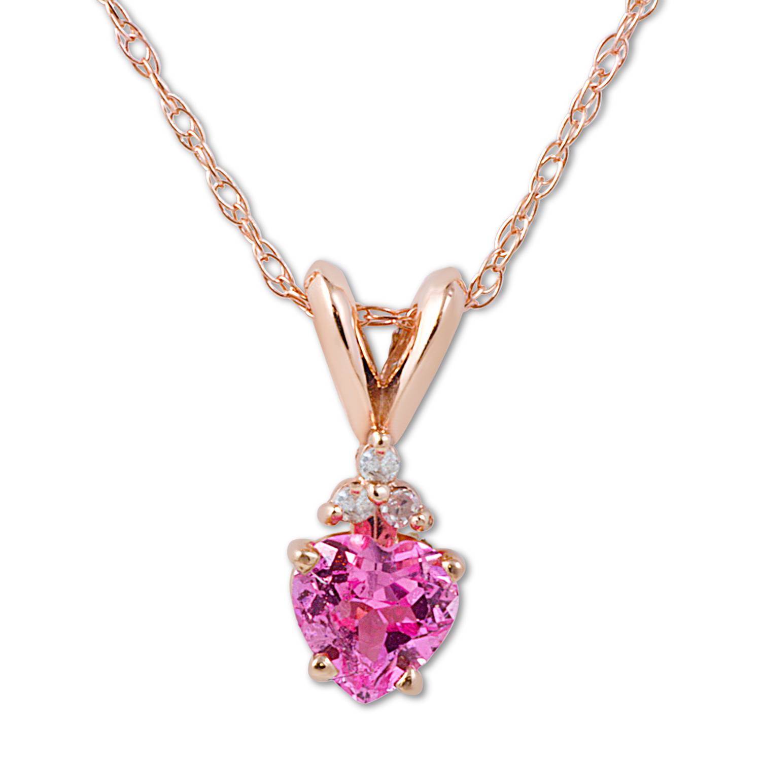 1/2ct Diamond & Pink Sapphire Heart Pendant in 14K Yellow, White, or Rose Gold