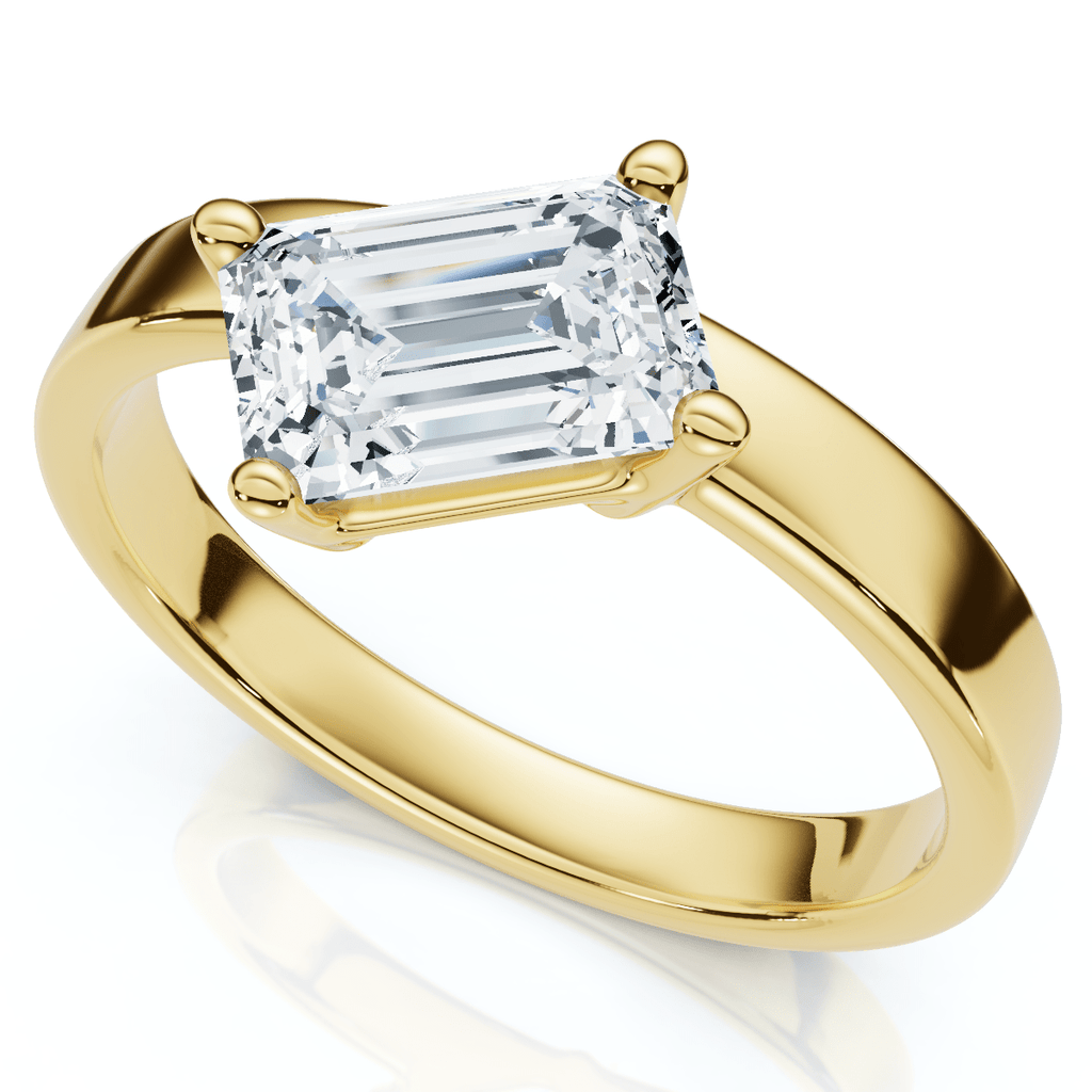 1Ct Tilted Emerald Diamond Ring 14k Gold or Platinum Lab Grown