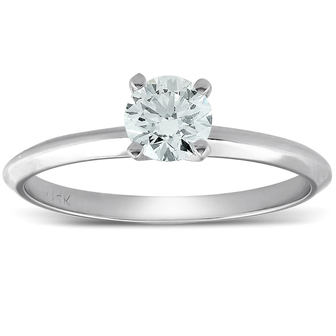 1/3ct Round Solitaire Diamond Engagement Ring 14K White Gold Size: 6.5