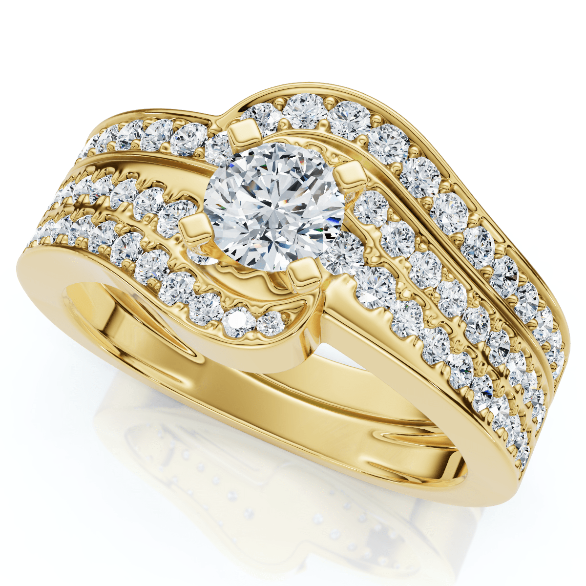 1Ct TW Diamond Engagement Wedding Ring Set Lab Grown