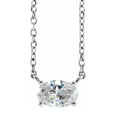 1/2Ct Oval Sideways Solitaire Lab Grown Diamond Necklace in White or Yellow Gold
