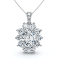 Certified 8 1/2Ct Oval Diamond Pendant 14k Gold Lab Grown 1.25" Tall