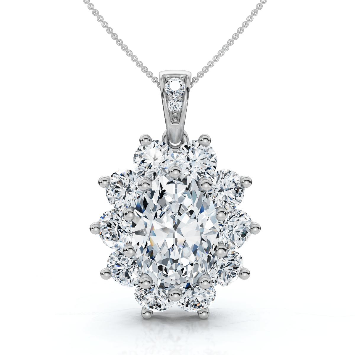 Certified 8 1/2Ct Oval Diamond Pendant 14k Gold Lab Grown 1.25" Tall