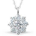 5/8Ct Diamond Halo Pendant White Gold 14k 18" Necklace