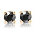 Yellow Gold 1/2ct Round Cut Black Diamond Studs