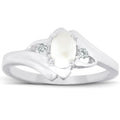 3/8ct Oval Opal Diamond Ring 14K White Gold Size Selectable
