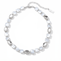 Pina Square Pearl Silver Necklace
