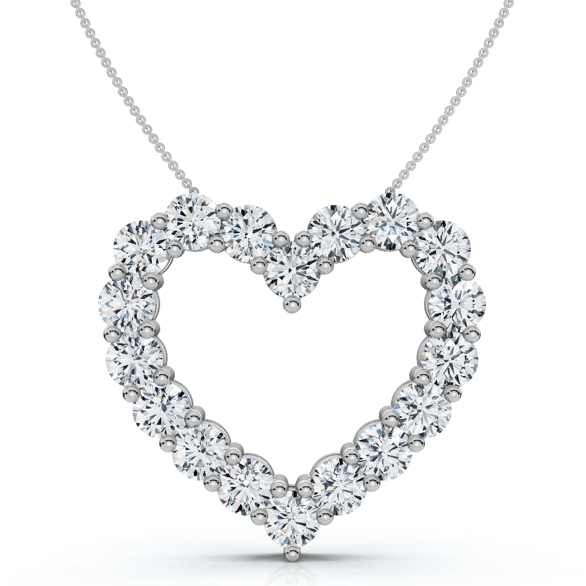 5Ct Diamond Heart Pendant 14k Gold Lab Grown 1 1/5" Tall 18" Necklace Size: 1 1/5"