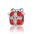 Radiant Red Gift Box Charm with Heart Accent