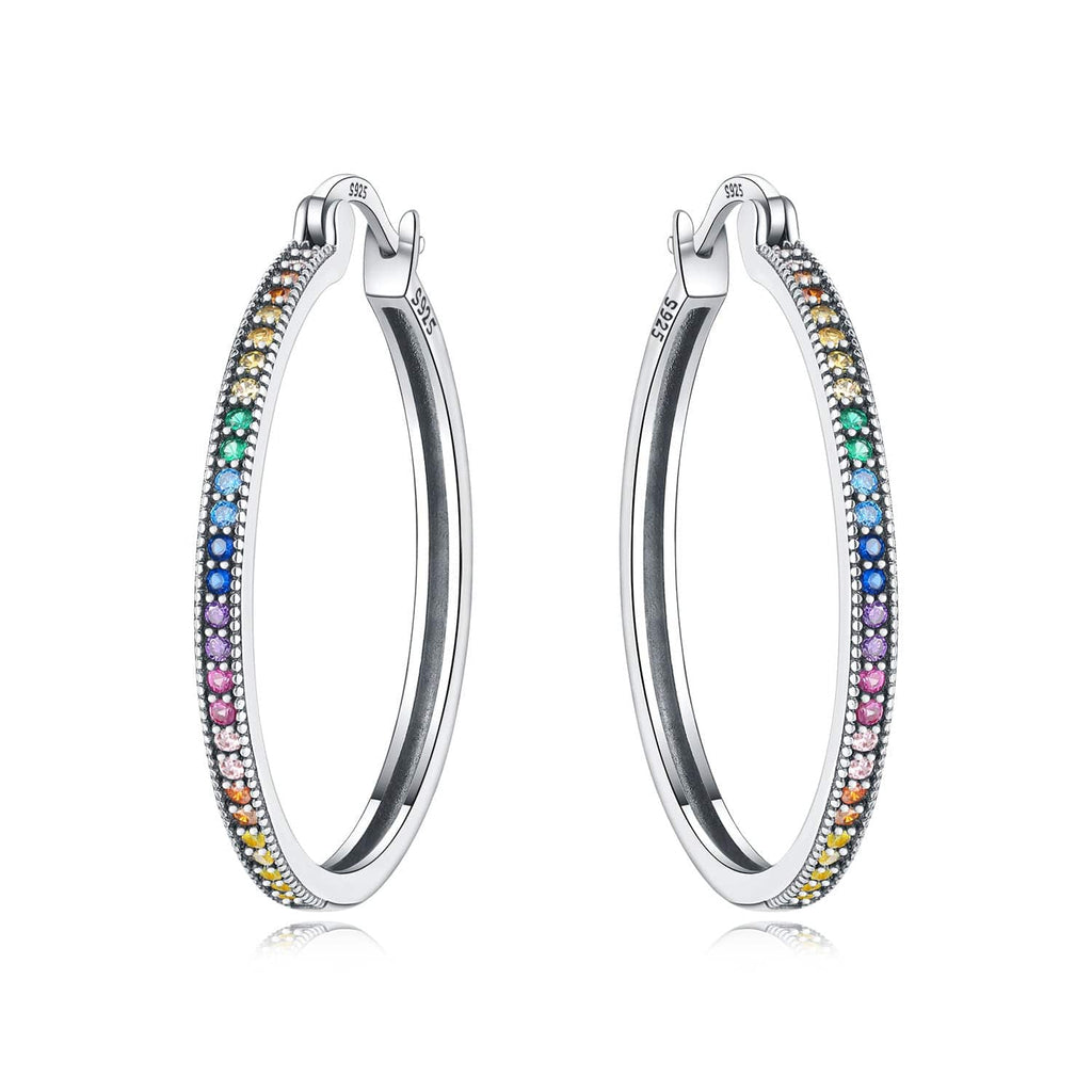 Rainbow Gemstone Hoop Earrings