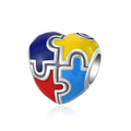 Rainbow Puzzle Heart Charm