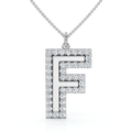 F Initial Diamond Pendant 1 1/3Ct TW 1" Tall 14k Gold Women's Necklace Lab Grown