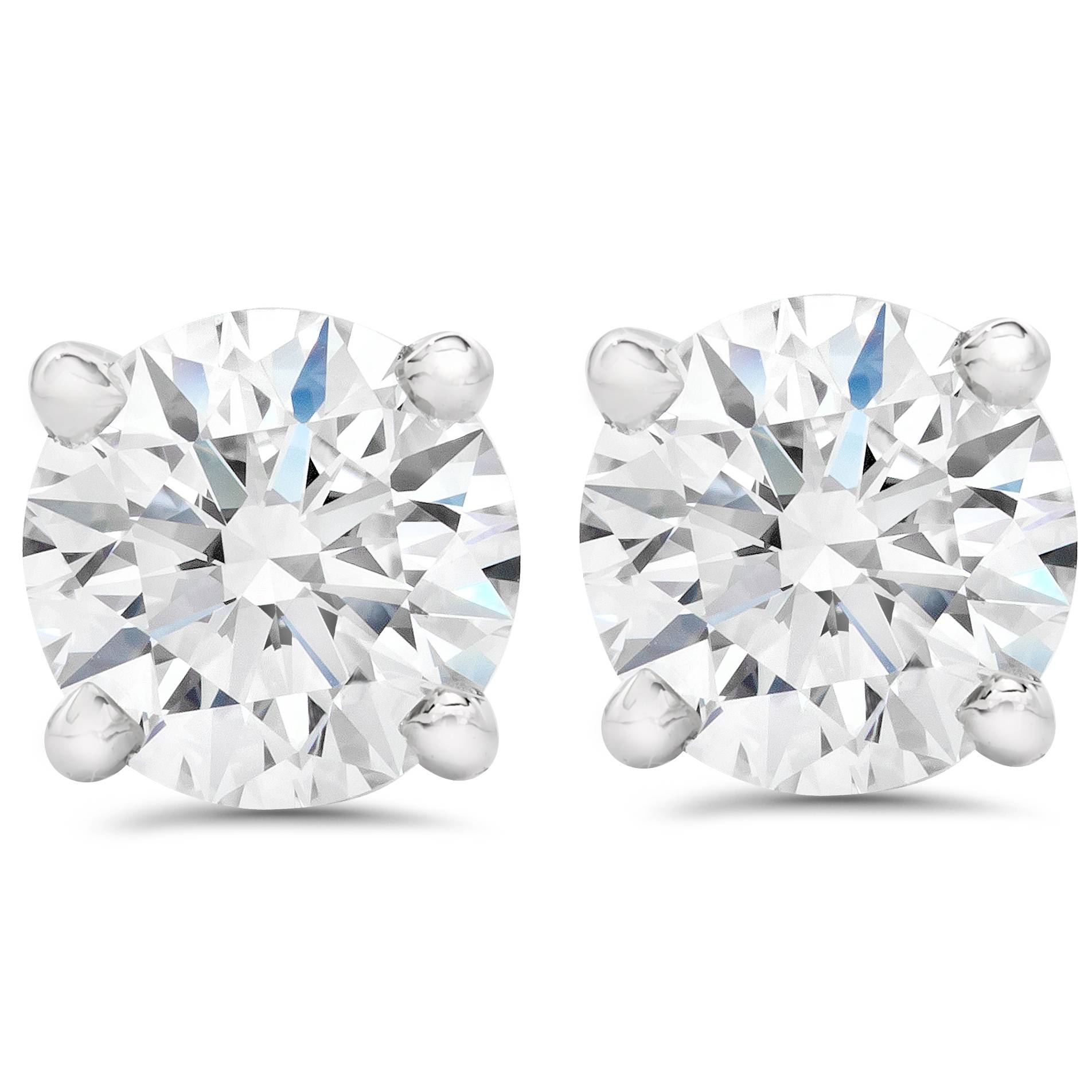 2 1/2 ct Round Diamond Screw Back Studs in 14k White Gold Enhanced
