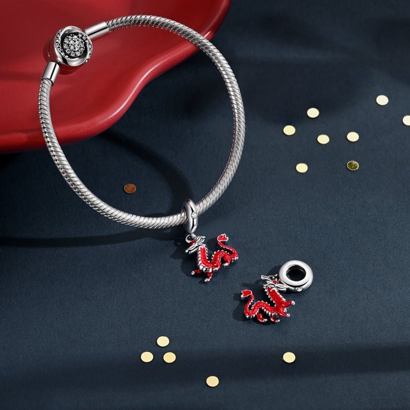 Red Chinese Dragon Dangle Charm