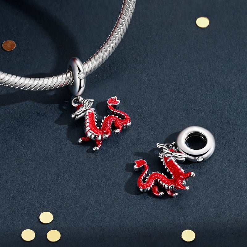 Red Chinese Dragon Dangle Charm